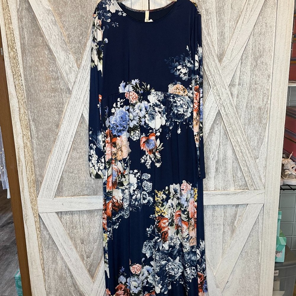 Youth Floral Navy Blue Maxi Dress